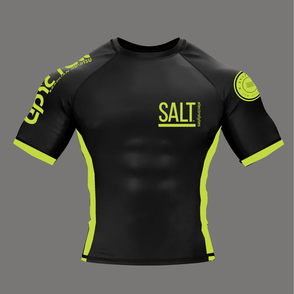 Black and Lemon Lime Rash Guard- SHORT SLEEVE