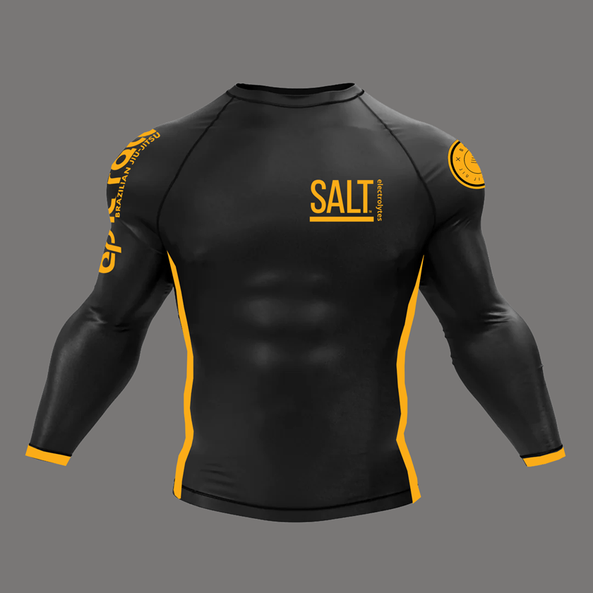 Black and Mango Rash Guard- LONG SLEEVE