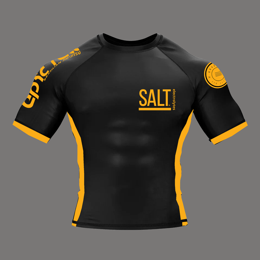 Black and Mango Rash Guard- SHORT SLEEVE