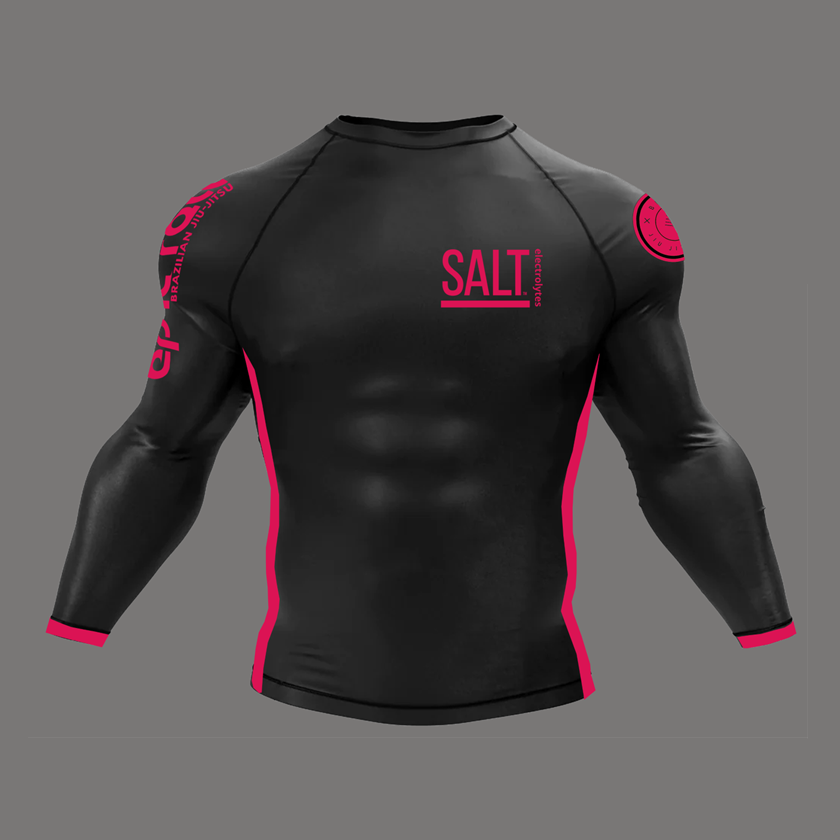 Black and Raspberry Rash Guard- LONG SLEEVE