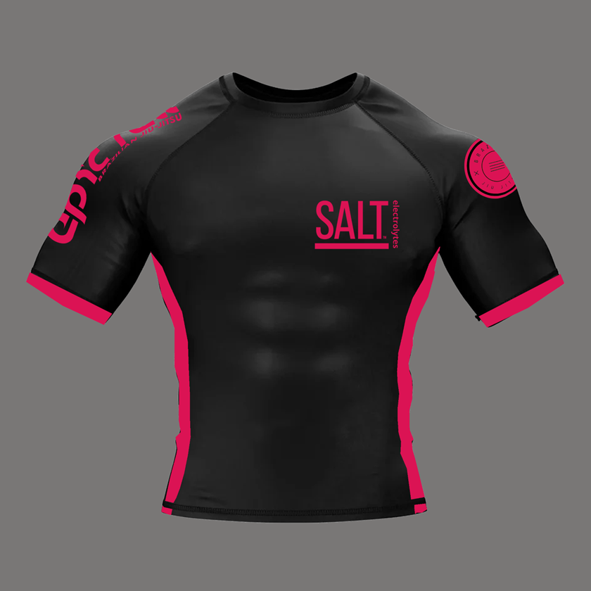 Black and Raspberry Rash Guard- SHORT SLEEVE