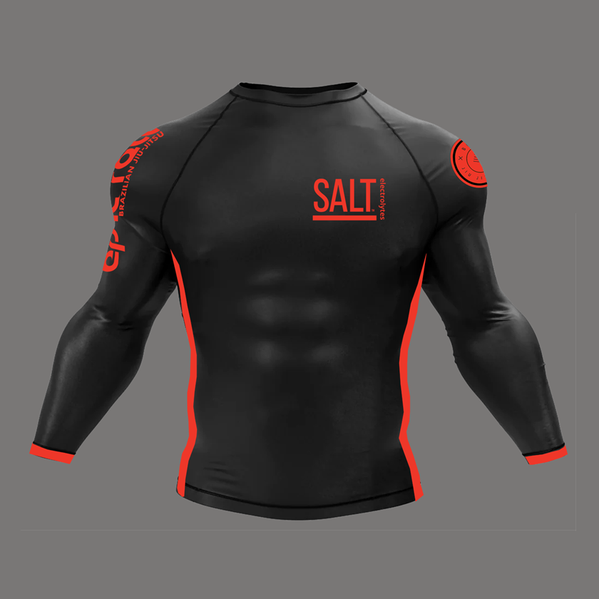 Black and Strawberry Rash Guard- LONG SLEEVE